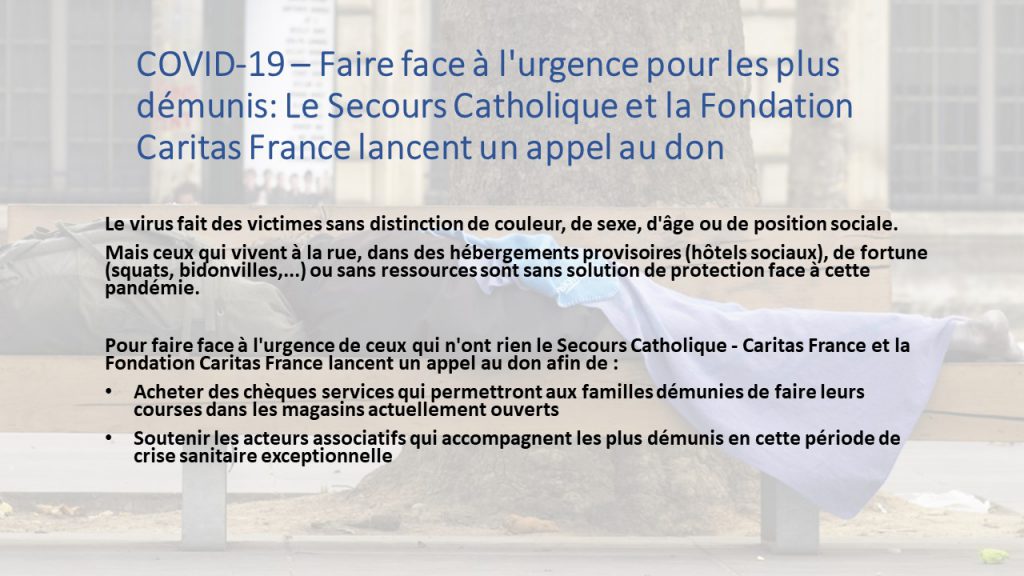 Votre don agit pour et avec les plus démunis